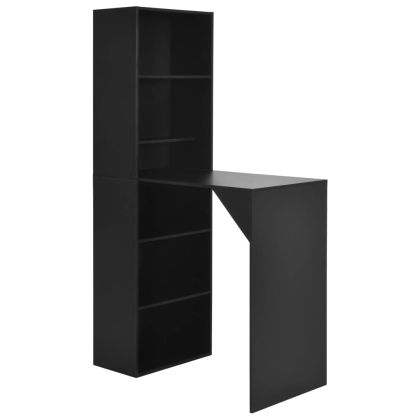 Бар маса с шкаф, черна, 115x59x200 см