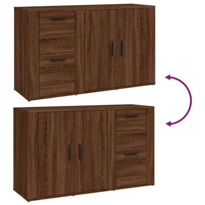 Сайдборд, кафяв дъб, 100x33x59,5 см, инженерно дърво
