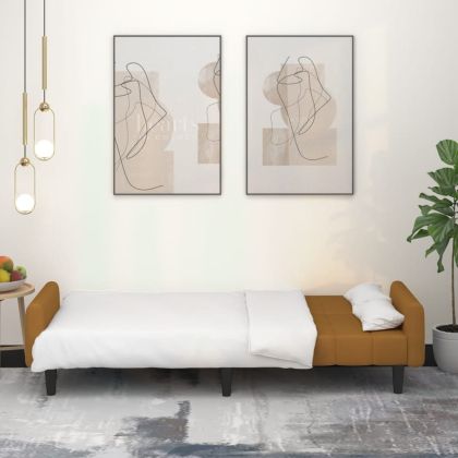 2-местно разтегателно канапе, кафяво, кадифе