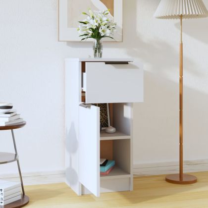 Сайдборд, бял, 30x30x70 см, инженерно дърво