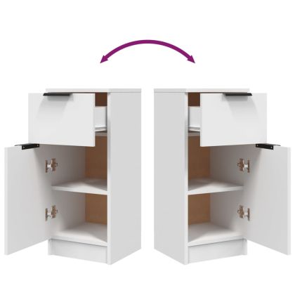 Сайдборд, бял, 30x30x70 см, инженерно дърво