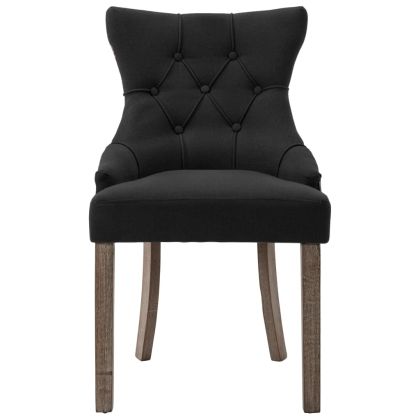 Трапезни столове, 6 бр, черни, текстил