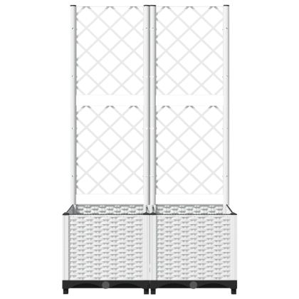 Градински сандък с пергола, бял, 80x40x136 см, PP