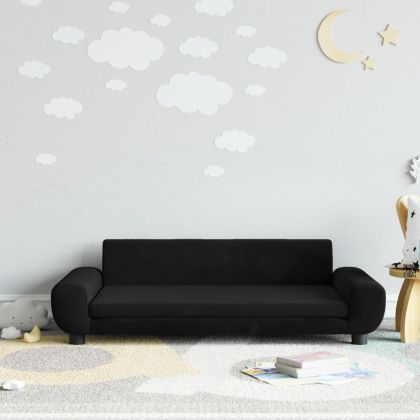Детски диван, черно, 100x54x33 см, кадифе