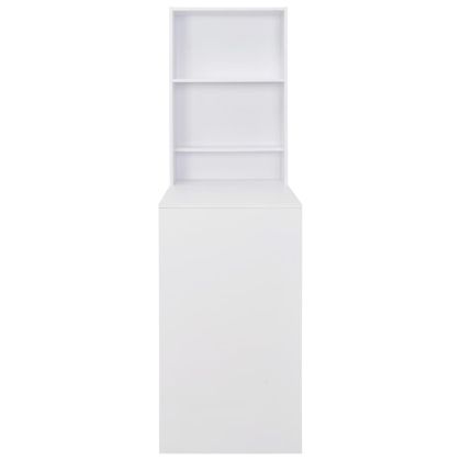 Бар маса с шкаф, бяла, 115x59x200 см