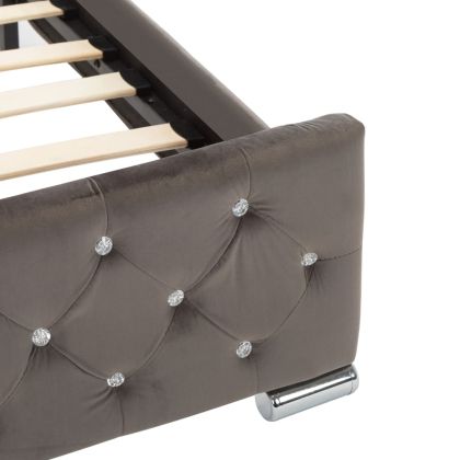 Рамка за легло тъмносива кадифе 100x200 см