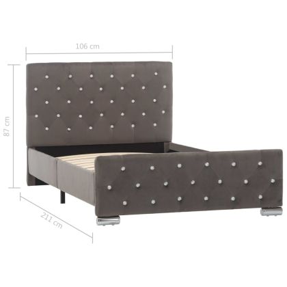 Рамка за легло тъмносива кадифе 100x200 см