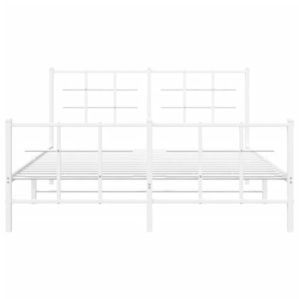 Метална рамка за легло с горна и долна табла, бяла, 150x200 см