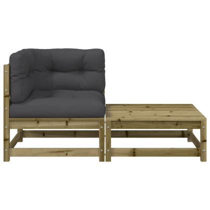 Градински ъглов диван с възглавници и табуретка за крака