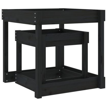 Пясъчни маси, 2 бр, черни, борово дърво масив