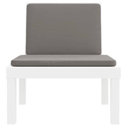 Градински лаундж комплект от 3 части с възглавници бял PP