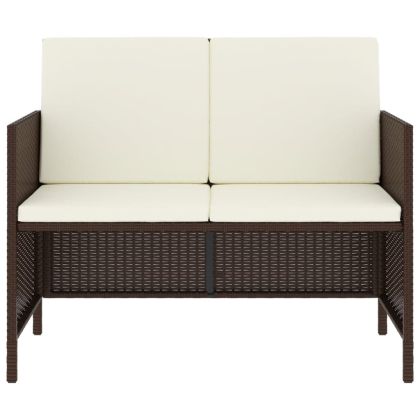 Градински трапезен комплект възглавници 6 части кафяв полиратан