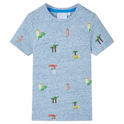 Детска тениска, син меланж, 116