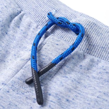 Детски къси панталони с шнурове, син меланж, 128