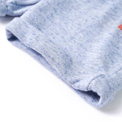 Детски къси панталони с шнурове, син меланж, 128