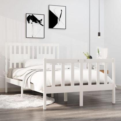 Рамка за легло, бяла, дърво масив, 120x190 см, Small Double