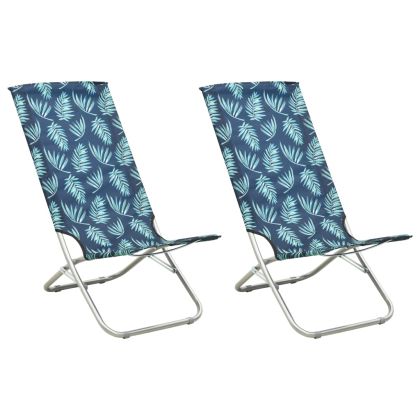 Сгъваеми плажни столове, 2 бр, принт на листа, текстил