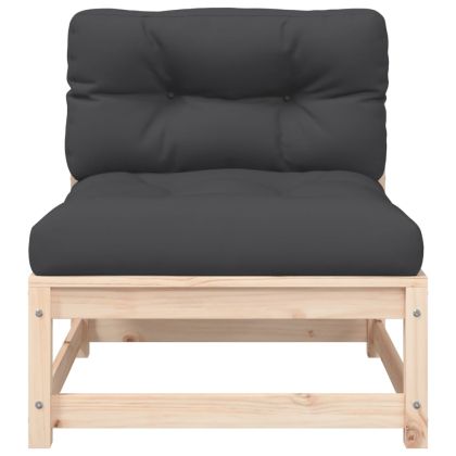 Градински диван с възглавници, 2-местен, борово дърво масив