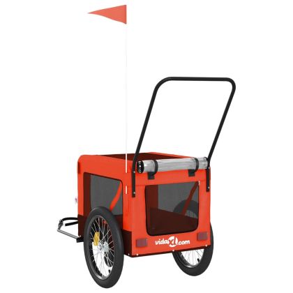 Ремарке за колело за любимци оранжев черен Оксфорд плат желязо