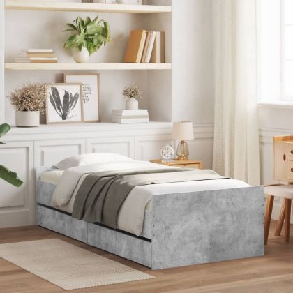 Рамка за легло с чекмеджета бетонно сиво 75x190 см Small Single