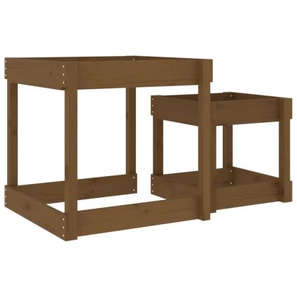 Пясъчни маси, 2 бр, меденокафяви, борово дърво масив