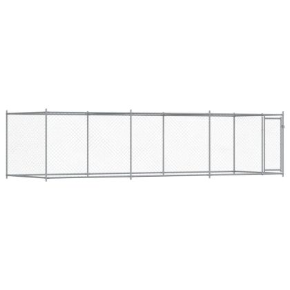 Кучешка клетка с врата сива 6x2x1,5 м поцинкована стомана