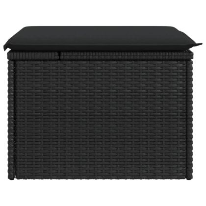 Градински стол с възглавница, черен, 55x55x37 см, полиратан