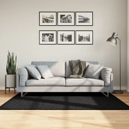 Шаги килим с дълъг косъм "PAMPLONA" модерен черен 120x170 см