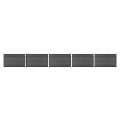 Комплект оградни панели, WPC, 872x105 см, черен