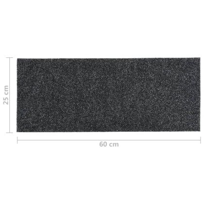 Изтривалки за стълби, самозалепващи се, 15 бр., 60x25 см, сиви, правоъгълни