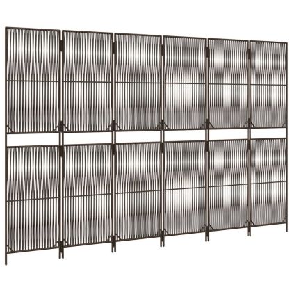 Параван за стая, 6 панела, кафяв, полиратан