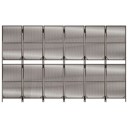 Параван за стая, 6 панела, кафяв, полиратан