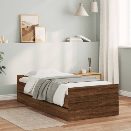 Рамка за легло с чекмеджета кафяв дъб 75x190 см Small Single