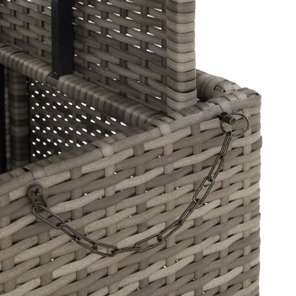 Градинска маса, сива, 110x110x71 см, полиратан и акациево дърво