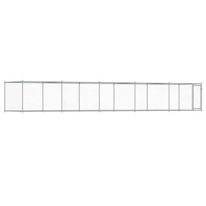 Кучешка клетка с врата сива 10x2x1,5 м поцинкована стомана