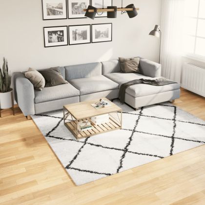 Шаги килим с дълъг косъм "PAMPLONA", кремаво-черен, 240x240 см