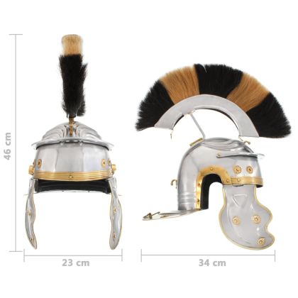 Римски военен шлем, антична реплика, ЛАРП, сребрист, стомана