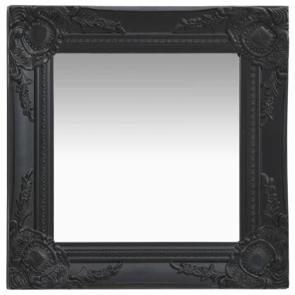 Стенно огледало, бароков стил, 40x40 см, черно