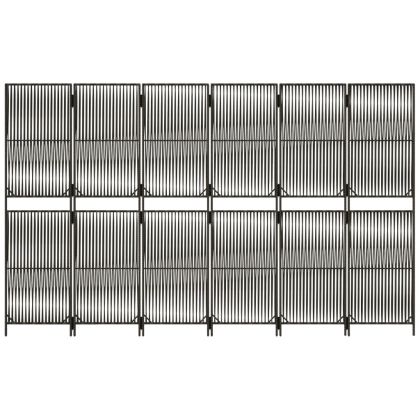 Параван за стая, 6 панела, сив, полиратан