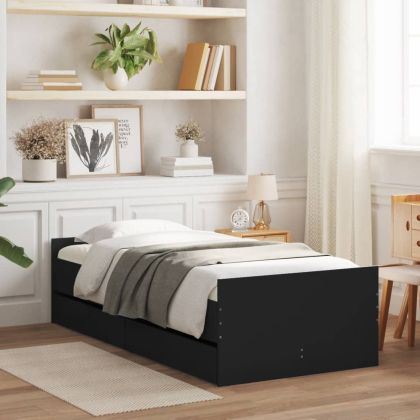 Рамка за легло с чекмеджета черно 75x190 см Small Single
