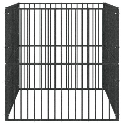 Кошара за кучета с 4 панела, черна, поцинкована стомана