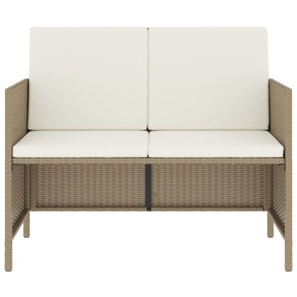 Градински трапезен комплект 6 части възглавници бежов полиратан