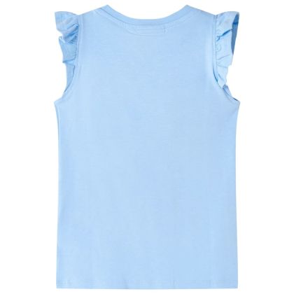 Детска тениска с ръкави волани, светлосиньо, 92