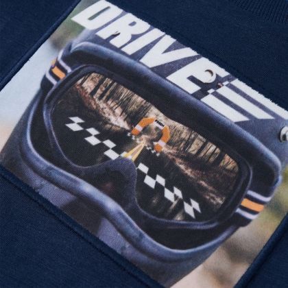 Детска тениска с дълъг ръкав, тъмносин меланж, 128