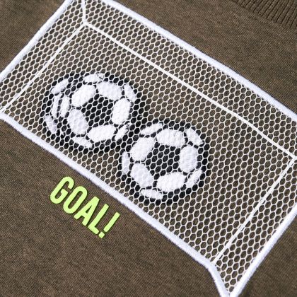 Детска тениска с дълъг ръкав, каки меланж, 116