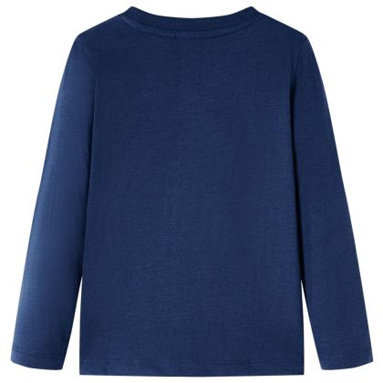 Детска тениска с дълъг ръкав, тъмносин меланж, 104