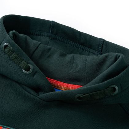 Детски суитшърт с качулка, тъмнозелен, 104