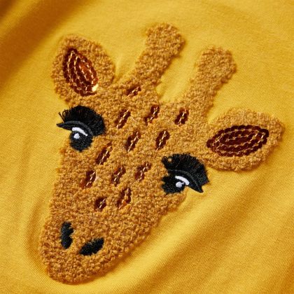 Детска тениска с дълъг ръкав, тъмна охра, 116