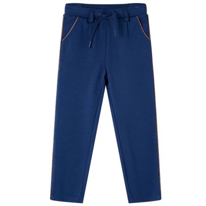 Детски панталони с връв, нейви синьо, 140