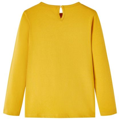 Детска тениска с дълъг ръкав, тъмна охра, 104